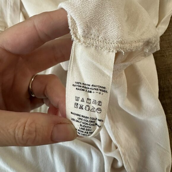 Free People Lieutenant Shirt Dress Button-Up Long Ruching Sleeve Frill Collar - Picture 9 of 11